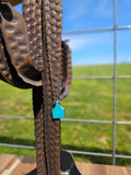 Western Turquoise Semi Stone Cattle Tag Pendant Necklace