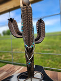 Multi-Strand Western Turquoise Cross Pendant Beaded Necklace