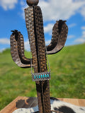 Western Style Turquoise Stone Rectangle Bar Pendant Necklace