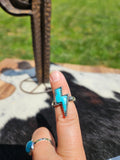 Western Lightning Bolt Thunder -  Ring: Turquoise