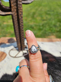Western Teardrop Stone Adjustable Ring : WHITE