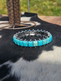 Western Square Cut Turquoise Stretch Bracelet : Turquoise